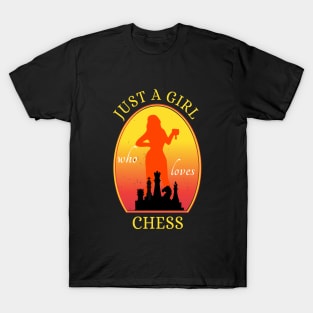 Just A Girl Who Loves Chess vintage sunset T-Shirt